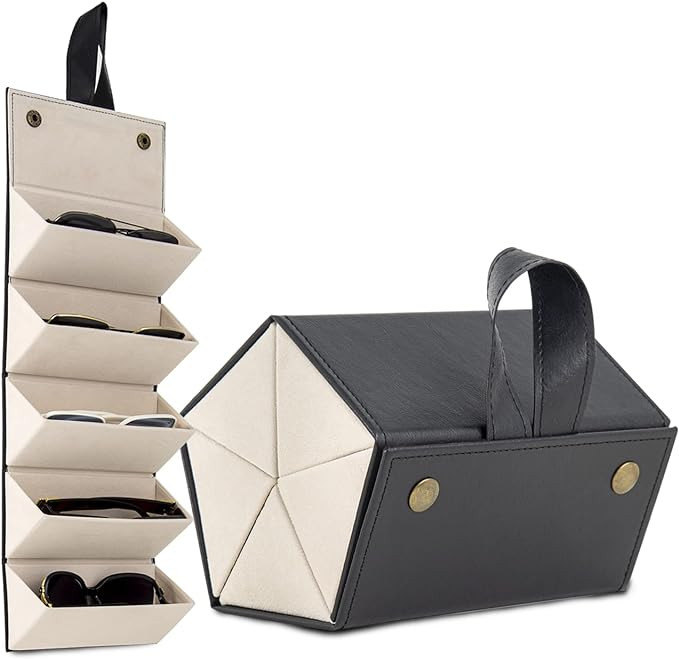 Simplelement Sunglasses Organizer with 5 Slots Compartments, Foldable Sunglass Organizer Travel C... | Amazon (US)