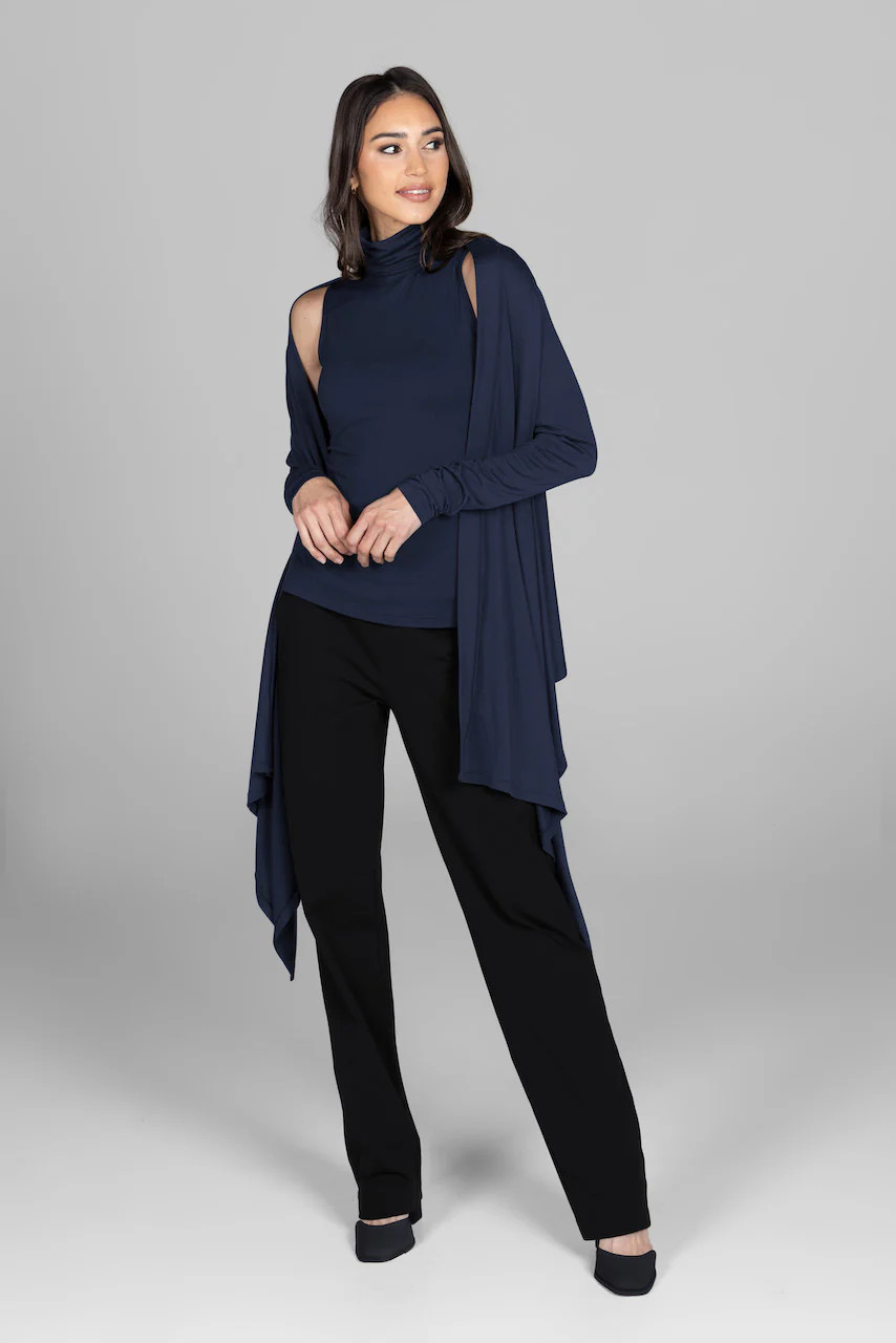 INFINITY WRAP CARDIGAN: MARINE NAVY | KIRAGRACE