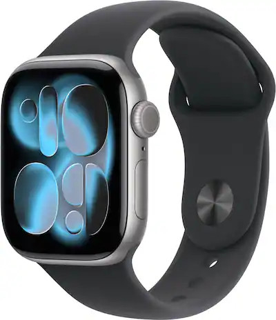 Apple Watch Series 11 (GPS) 42mm Space Gray Aluminum Case with Black Sport Band - S/M - Space Gra... | Best Buy U.S.