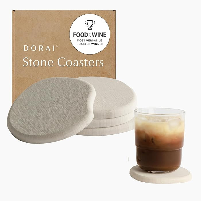 Dorai Home Stone Coaster Set – 4 Absorbent Diatomite Coasters for Instant Drying, Modern Design... | Amazon (US)
