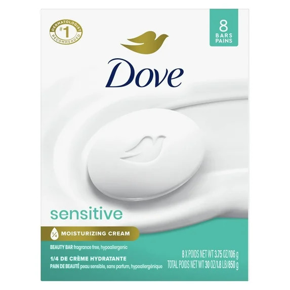 Dove Beauty Bar Soap IRF13 Sensitive, 8 Bars for Sensitive Skin, Fragrance Free and Hypoallergeni... | Walmart (US)
