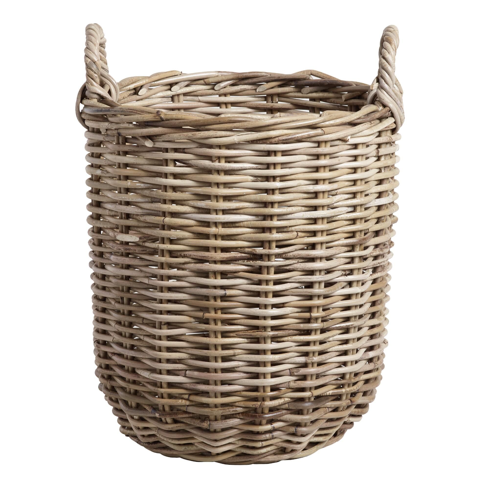 Medium Natural Kubu Celeste Tote Basket - Rattan by World Market | World Market