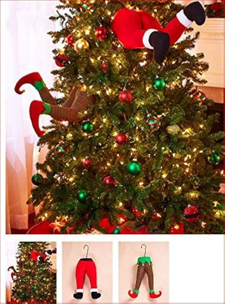 Santa and ELF Stuck in Christmas Tree Stuffed Pants Decor | Amazon (US)