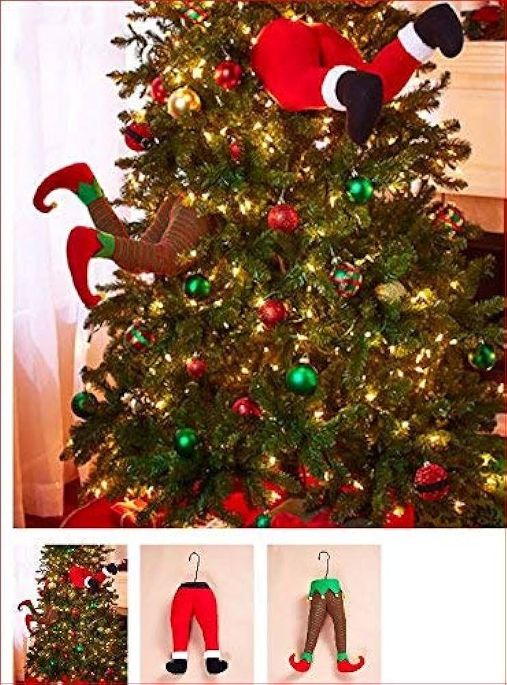 Santa and ELF Stuck in Christmas Tree Stuffed Pants Decor | Amazon (US)