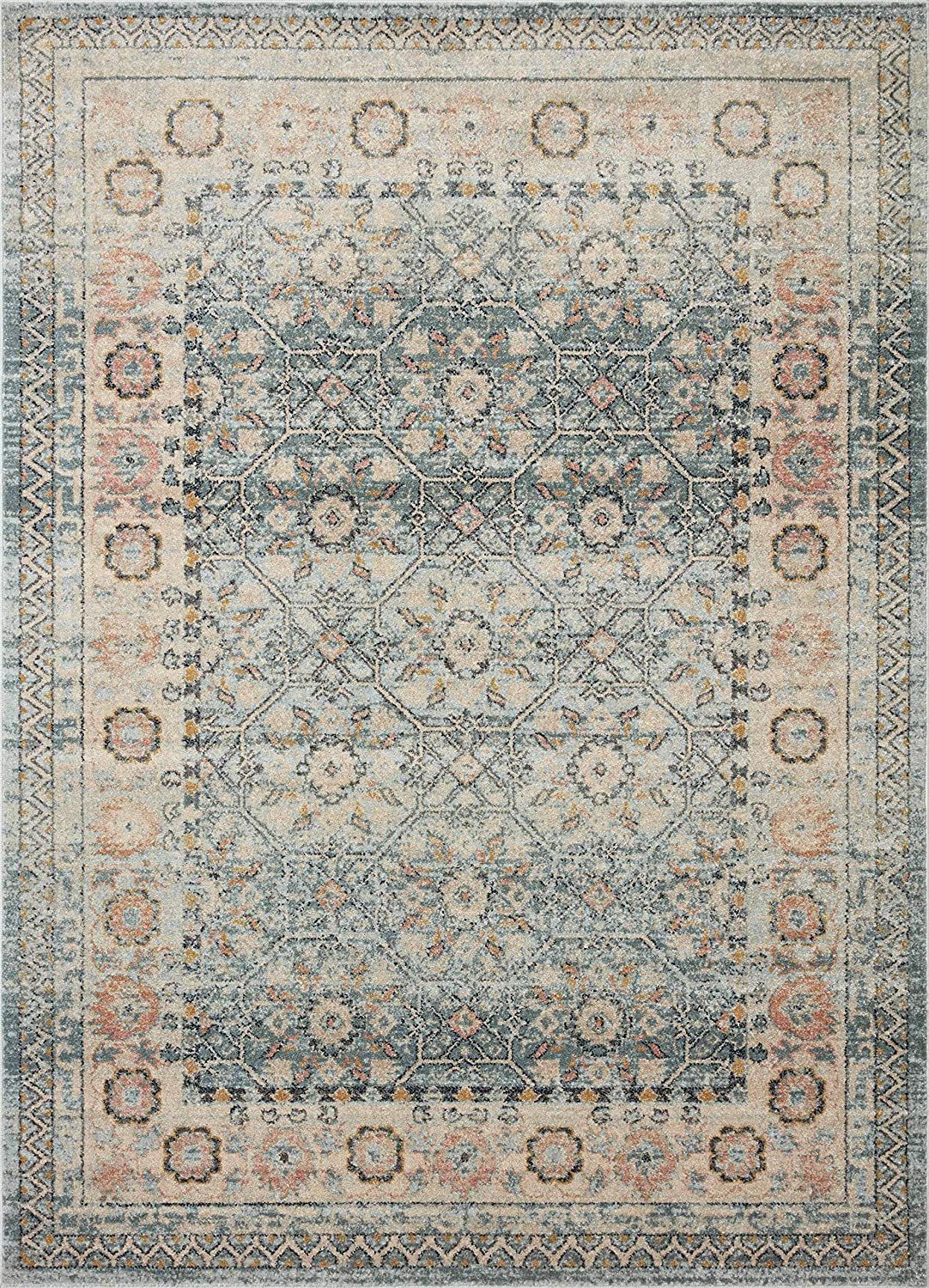 Loloi II Jocelyn Collection JOC-04 Sky / Multi, Transitional Area Rug, 5'-5" x 7'-6" | Amazon (US)