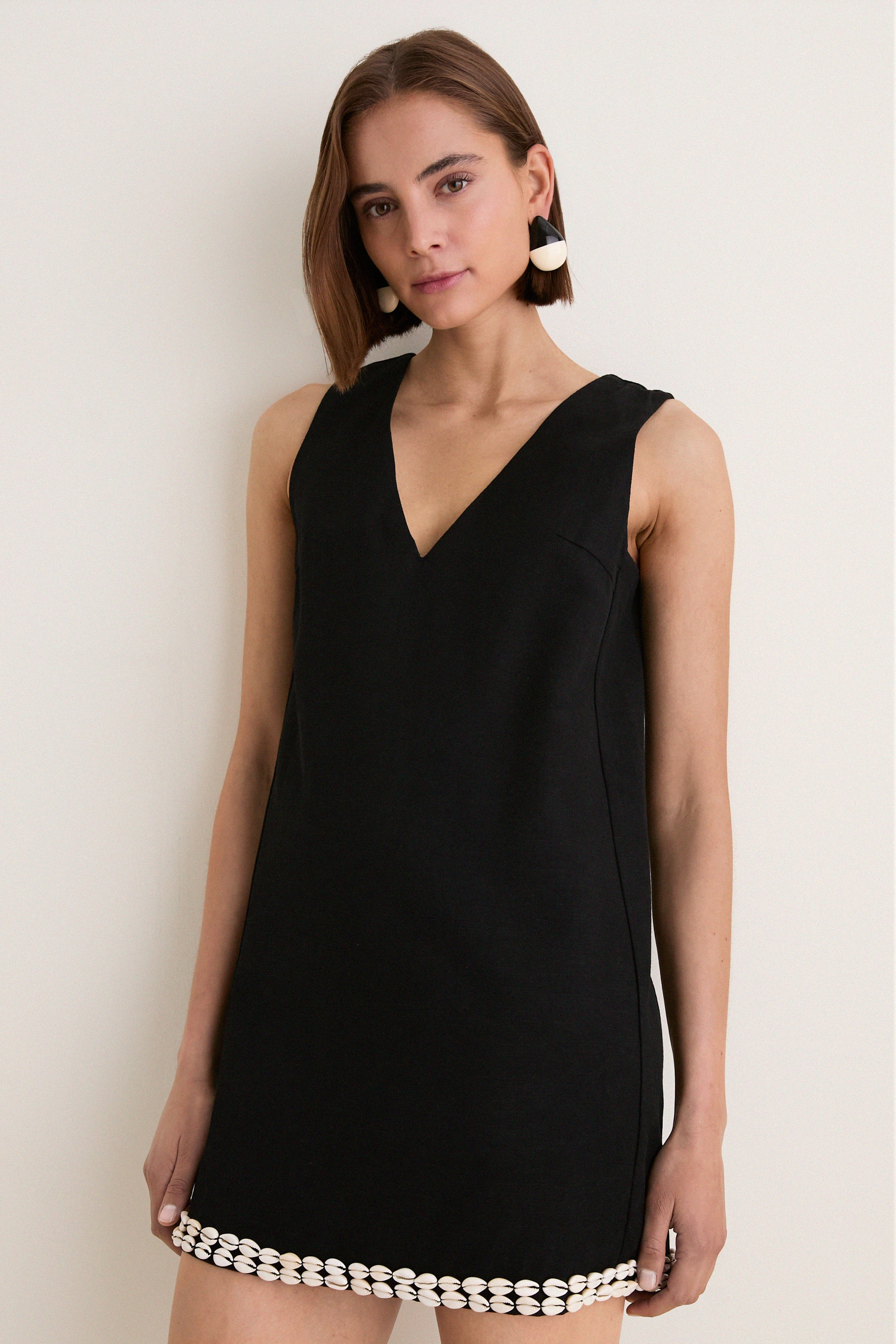 Black & Puka Shell Trim Solene Mini Dress | Tuckernuck (US)