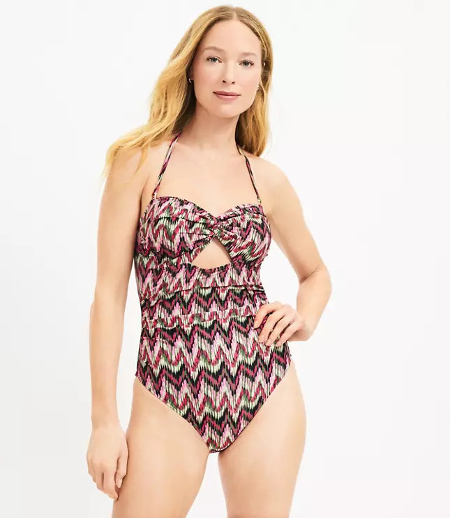 LOFT Beach Twist Bandeau One Piece Swimsuit | LOFT