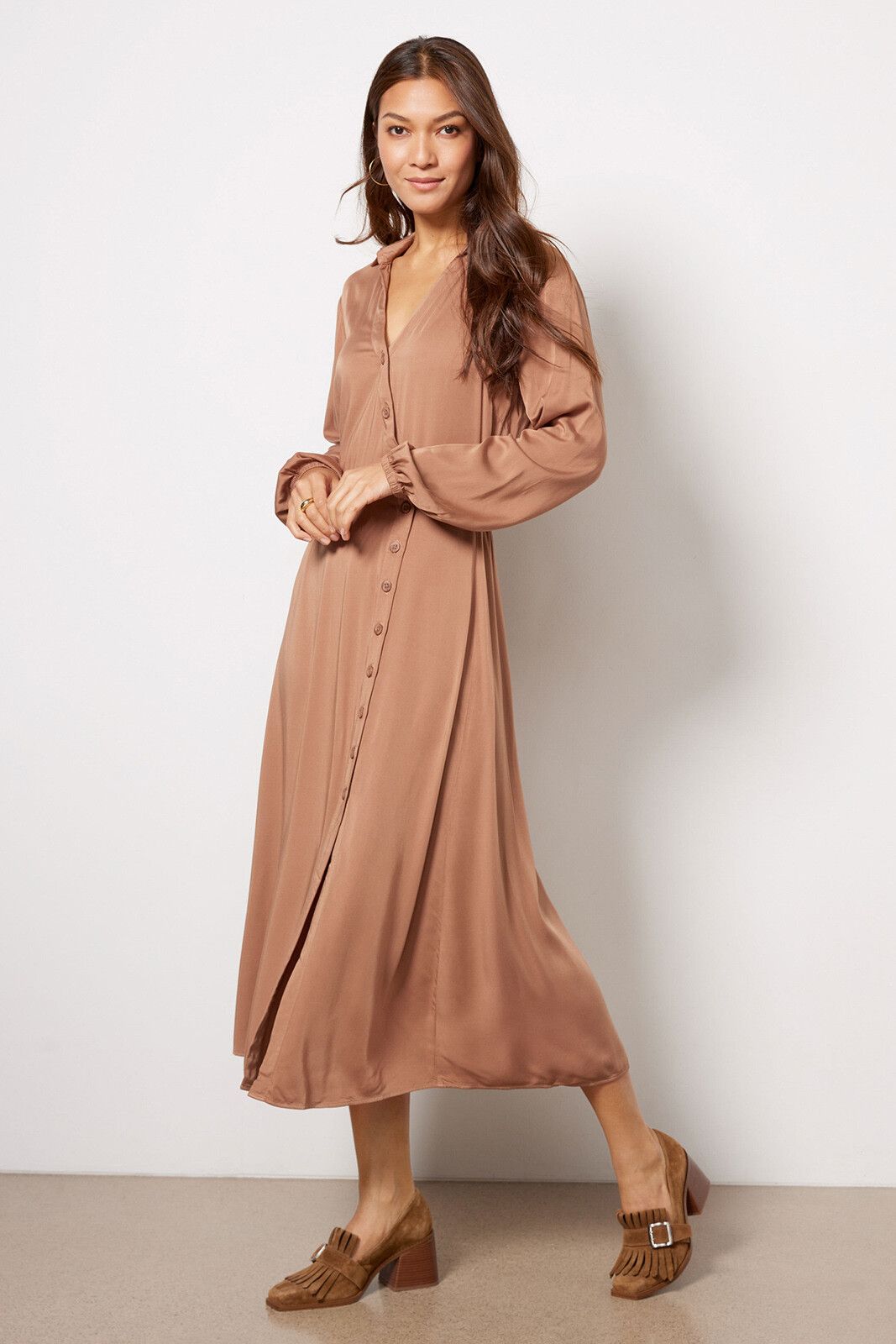 Button Wrap Midi Dress | EVEREVE