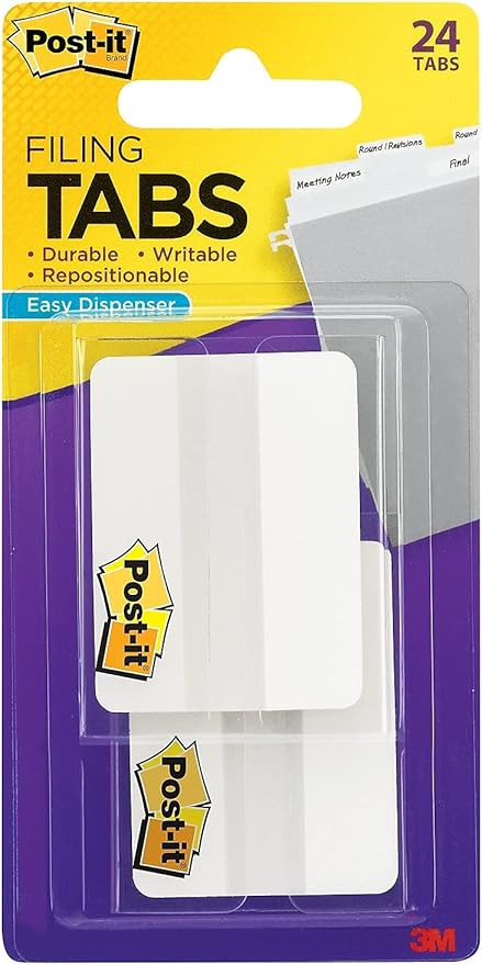 Post-it Tabs, 2 in Solid, White, 12 Tabs/On-The-Go Dispenser, 2 Dispensers/Pack (686-24WE) | Amazon (US)