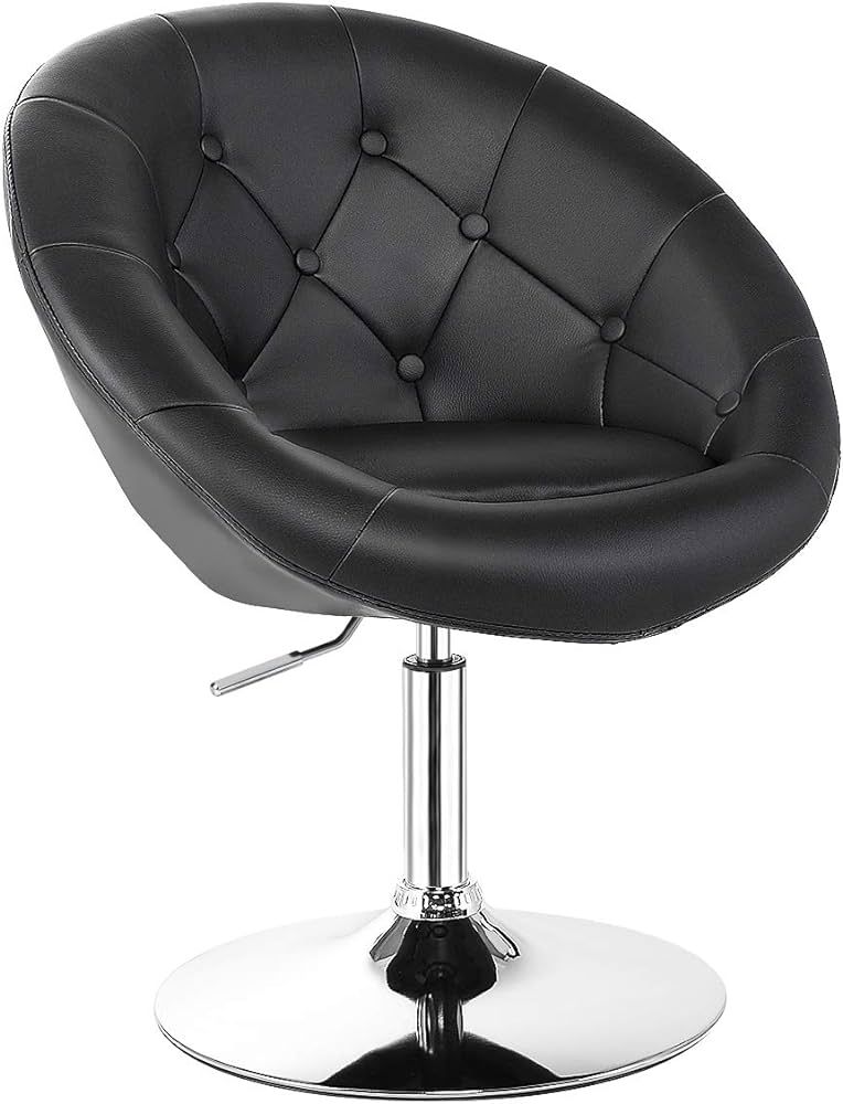 COSTWAY Vanity Chair, Contemporary Height Adjustable Makeup Chair with Chrome Frame, Tufted Round... | Amazon (US)