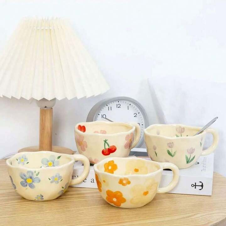 Hand Painted And Molded Cute Breakfast Milk Mug, Asymmetrical Coffee Cup | SHEIN