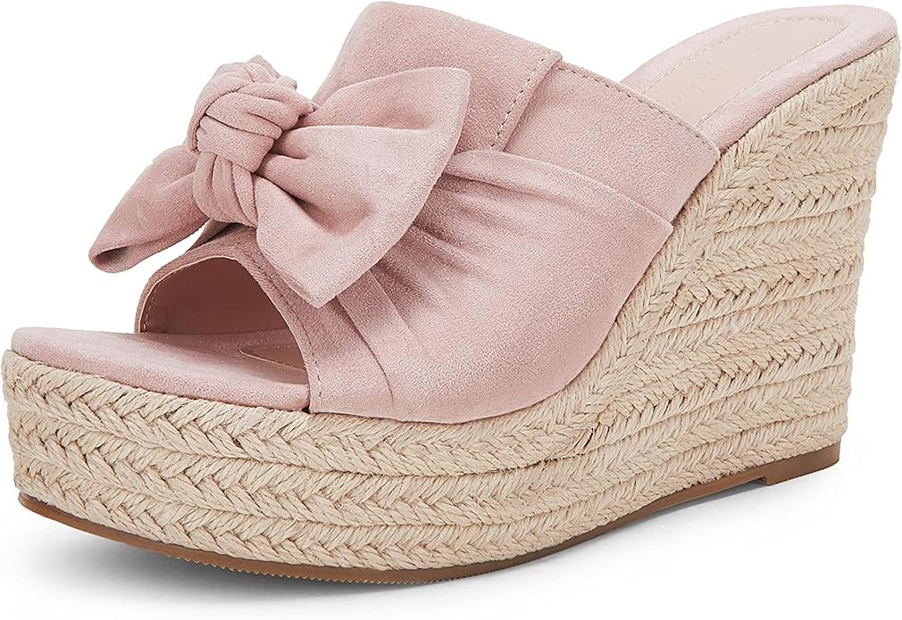 PiePieBuy Womens Bow Tie Espadrille Sandals Wedge Platform Open Toe Slingback Slipper Shoes | Amazon (US)