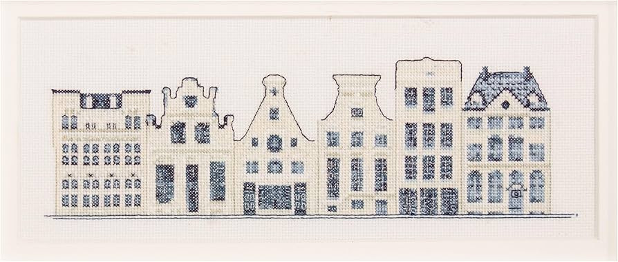 Thea Gouverneur - Counted Cross Stitch Kit - Delft Blue Houses - Aida - 18 count - Embroidery Kit... | Amazon (US)