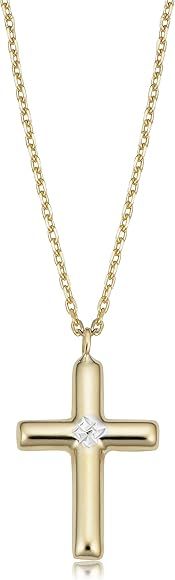 14k Two-Tone Gold Small Cross Pendant Necklace (18 inch) | Amazon (US)