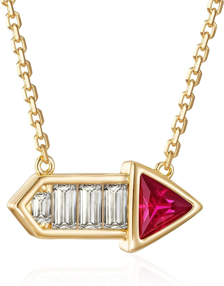 Fettero Dainty 14K Gold Plated Cubic Zirconia Necklaces for Women, Simple Bar Pendant Necklace, M... | Amazon (US)