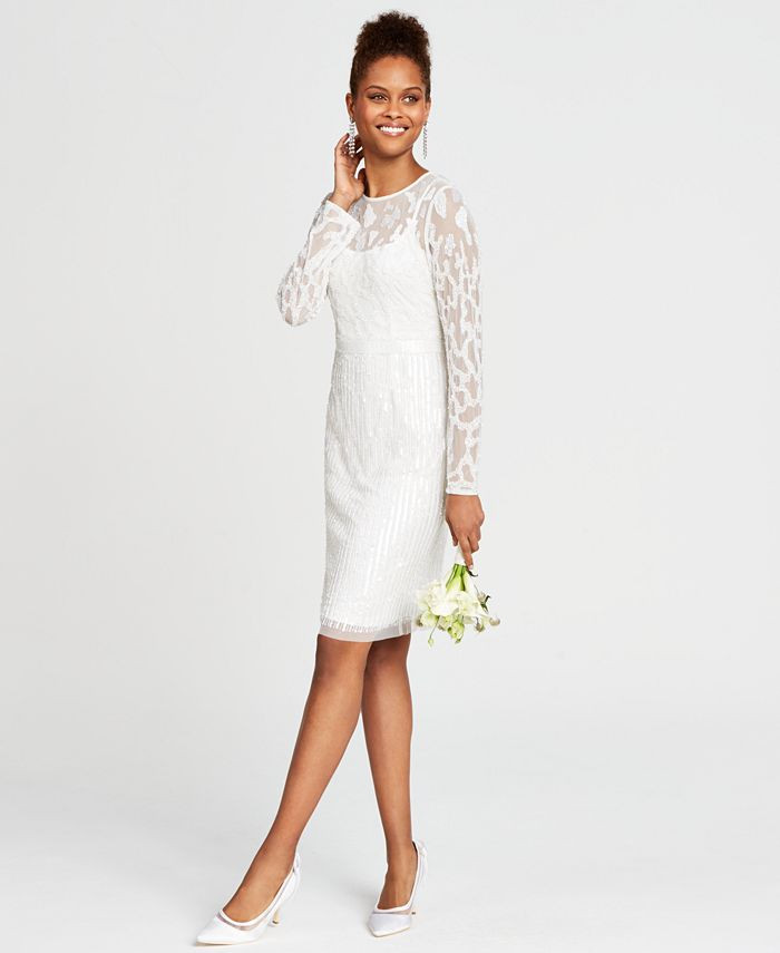 Adrianna Papell Beaded Illusion Sheath Dress & Reviews - Dresses - Women - Macy's | Macys (US)