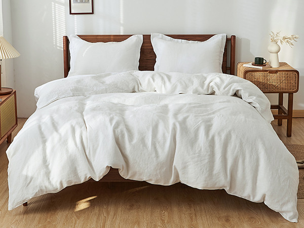 Simple&Opulence 100% Linen Duvet Cover Set with Embroidery Border Washed - 3 Pieces (1 Duvet Cove... | Amazon (US)