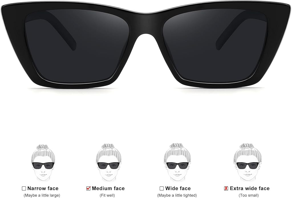 WOWSUN Narrow Small Vintage Polarized Cat Eye Sunglasses for Women | Amazon (US)