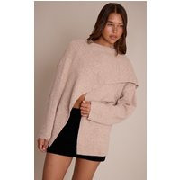 Oatmeal Scarf Detail Soft Knit Sweater | PrettyLittleThing US