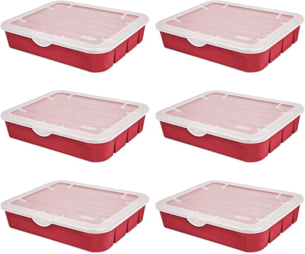 Amazon.com: Sterilite 20 Compartment Christmas Holiday Ornament Storage Box, Red (6 Pack) : Home ... | Amazon (US)