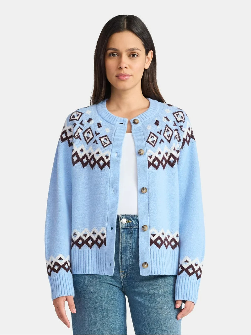 Time and Tru Women's FairIsle Cardigan, Size XS-XXXL | Walmart (US)