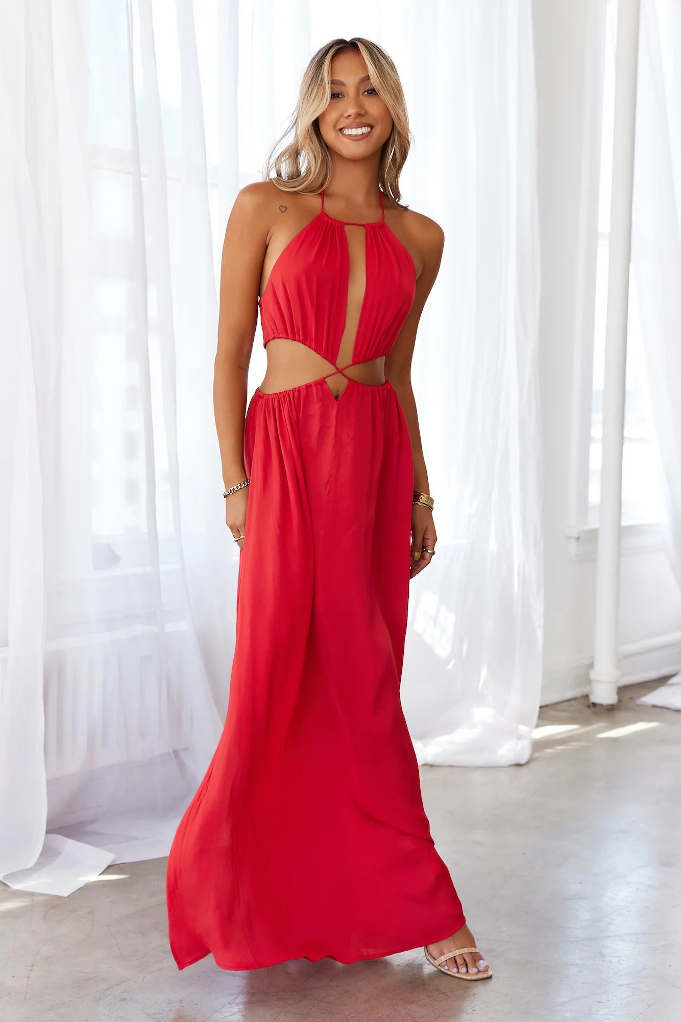 HELLO MOLLY Keep It Flowing Maxi Dress Red | Hello Molly