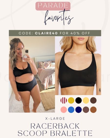 Favorite midsize underwear from Parade Racerback Scoop Bralette available in multiple colors