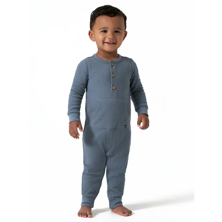 Modern Moments by Gerber Baby Boy Waffle Long Sleeve Romper, Sizes 0/3-24 Months - Walmart.com | Walmart (US)