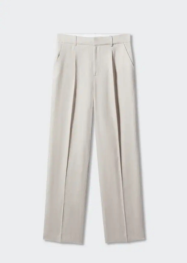 Straight linen-blend trousers -  Women | Mango United Kingdom | MANGO (UK)