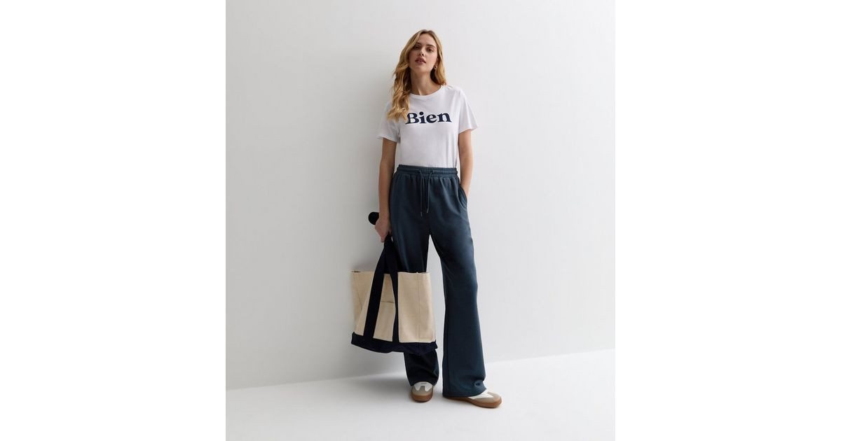 Washed Navy Jersey Wide Leg Joggers
						
						Add to Saved Items
						Remove from Saved Items | New Look (UK)
