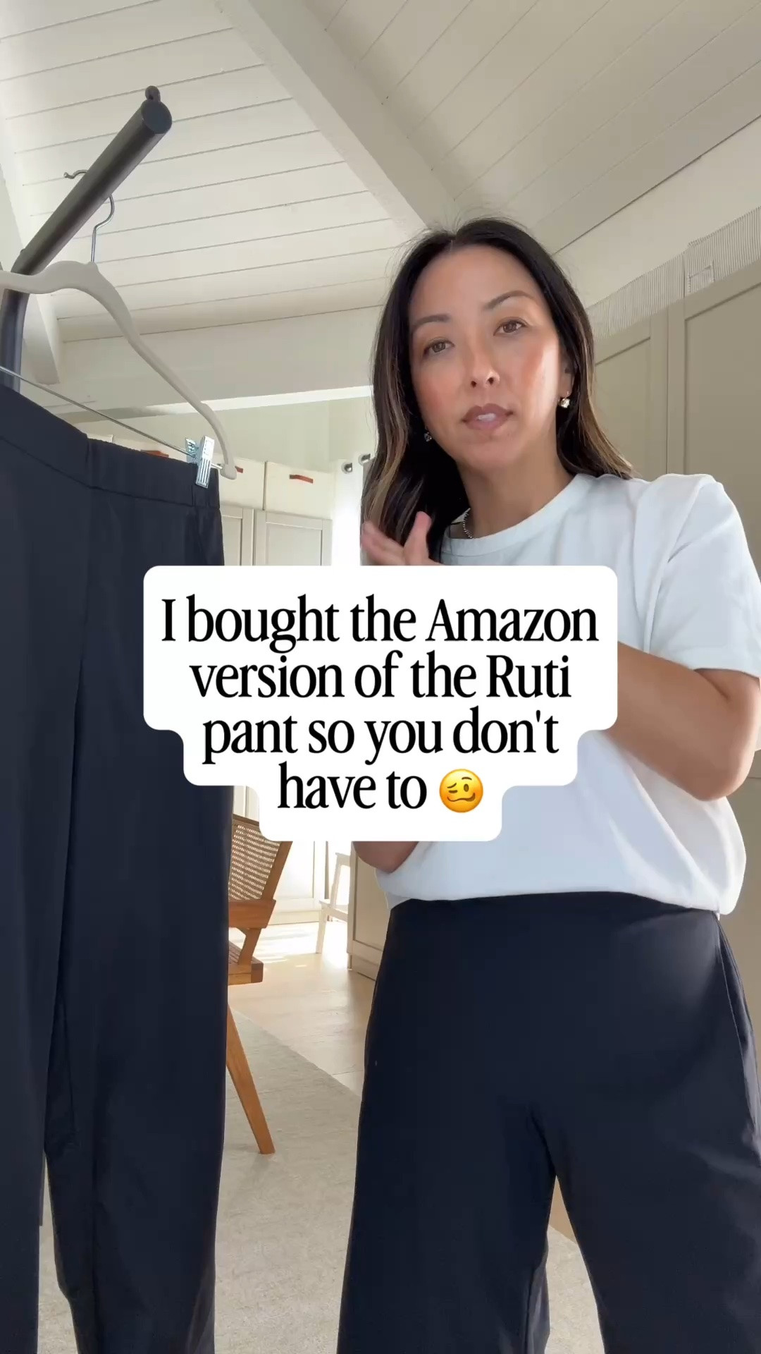 Do the Amazon Ruti pants stack up to the original? 

Ruti On The Loose Pants (petite 4) - petite-friendly, wrinkle-resistant, great quality, comfortable. Mid-rise

Amazon version (small) - runs a little long, shiny, loud, smaller barrel. High rise.