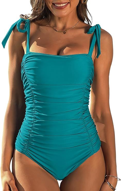 SOCIALA Womens One Piece Swimsuits Tummy Control Ruched Monokini Bathing Suits | Amazon (US)