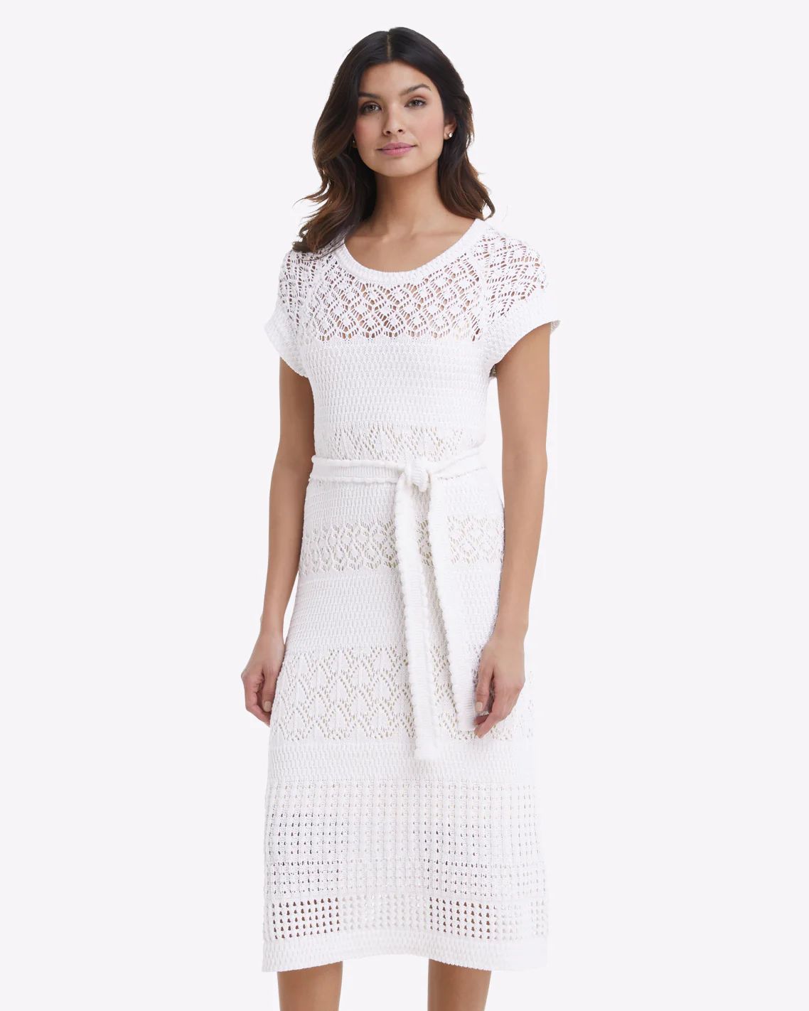 Crochet Midi Dress in White | Draper James (US)
