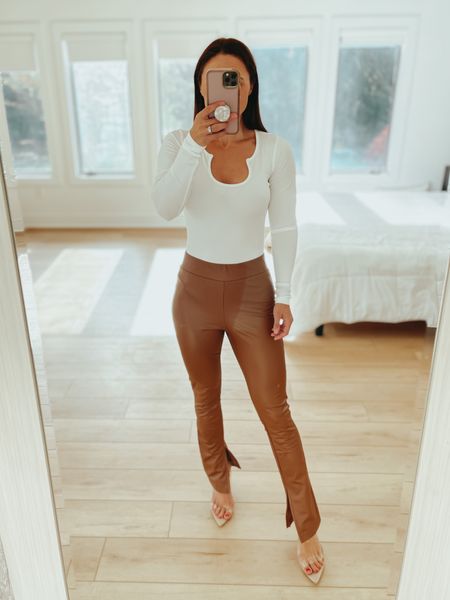 Love these split hem faux leather pants! They fit true to size. I’m 5’4” and can wear them with both sneakers and heels 

Target fashion
Amazon fashion
Bodysuit 
Target style 

#LTKstyletip #LTKshoecrush #LTKunder50