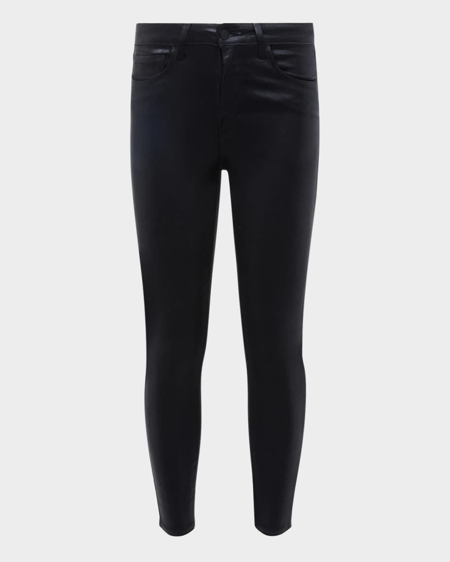 L'Agence Margot Coated High-Rise Skinny Ankle Jeans | Neiman Marcus