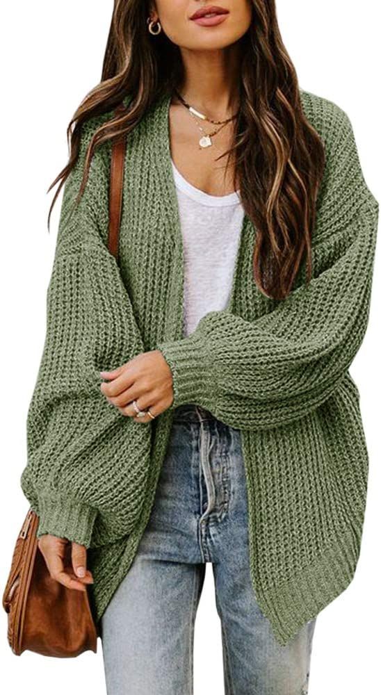 Maroway Women's Cardigan Open Front Long Sleeve Oversized Chunky Knit Sweater S-XXL | Amazon (US)