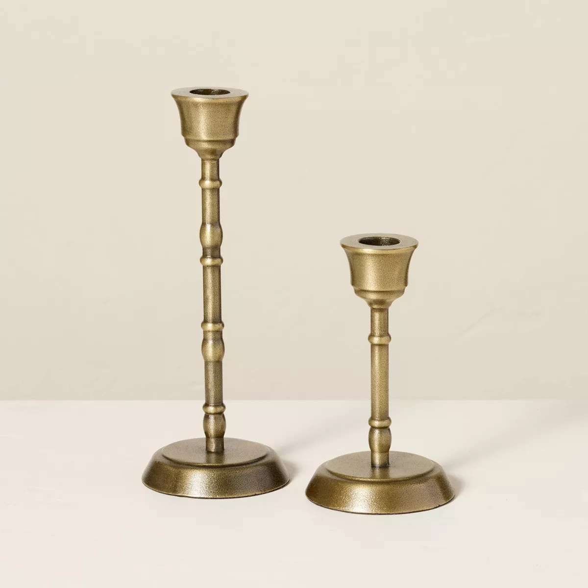 Brass Taper Candlesticks Antique Finish (Set of 2)  - Hearth & Hand™ with Magnolia | Target