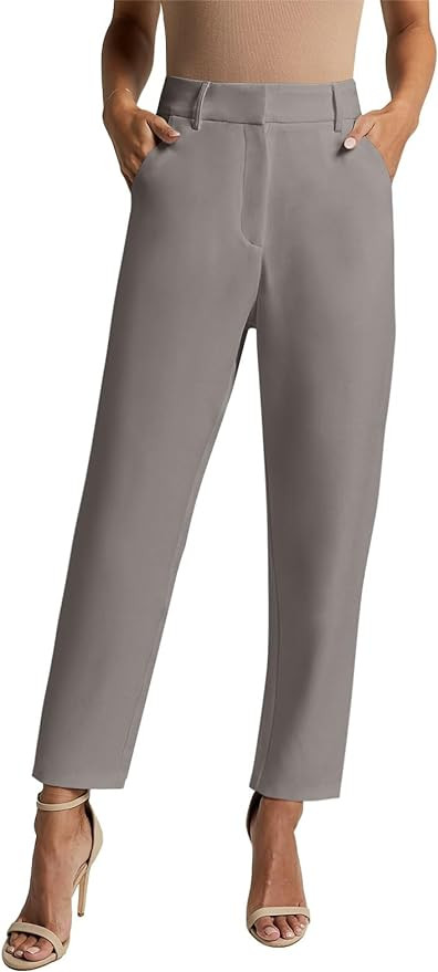 NIMIN Women High Waisted Dress Work Ankle Pants 26"/28"/30" Inseam Office Business Casual Trouser... | Amazon (US)