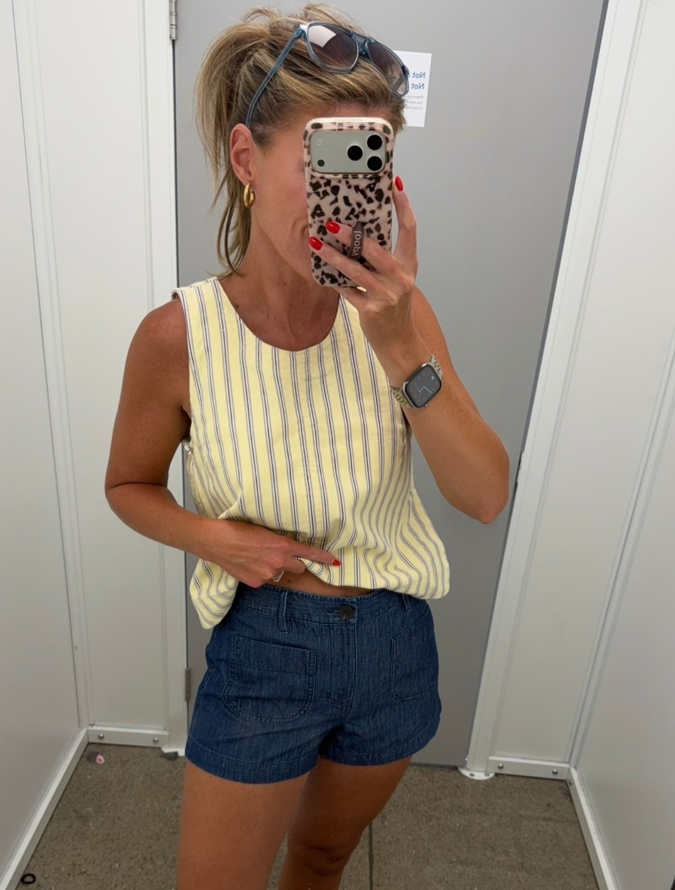 Happy to see these Free Assembly shorts. I have the jeans version and they are so comfortable. 
Size down if between. Wearing small. Elastic on the back of the waistband.

#LTKOver40 #LTKootd