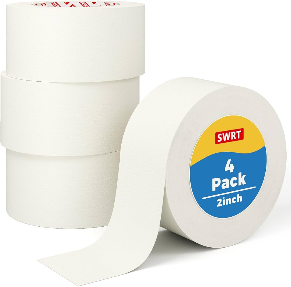SWRT Masking Tape, 2 Inch Wide \u00d7 55 Yds, 4 Rolls, White Painters Tape | Amazon (US)