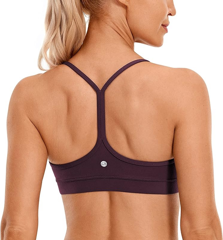 CRZ YOGA Womens Butterluxe Y Back Sports Bra - Padded Racerback Low Impact Spaghetti Thin Strap B... | Amazon (US)