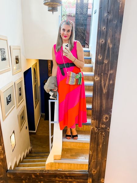 Ootd - Tuesday night
Pink and red maxi dress paired with a black woven belt, black sandals, plaid blazer and a matching headband. 



#LTKstyletip #LTKtravel #LTKeurope