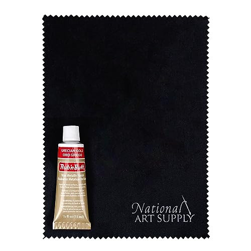 Amaco Rub and Buff Grecian Gold 0.5oz/15ml Gilding Wax & 5"x7" Microfiber Cleaning Cloths - Microfiber Cloths for Smooth Metallic Finish with Rub n Buff Grecian Gold Wax - Wide Coverage & Waterproof | Amazon (US)