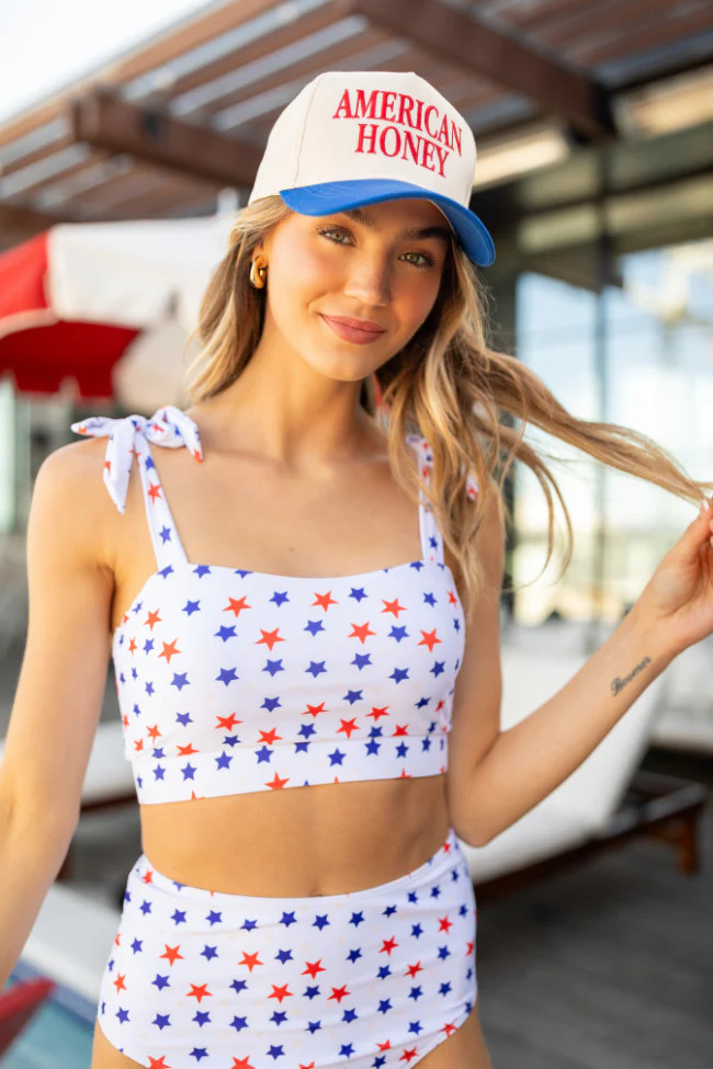 Wish Upon A Star Tie Shoulder Bikini Top | Pink Lily