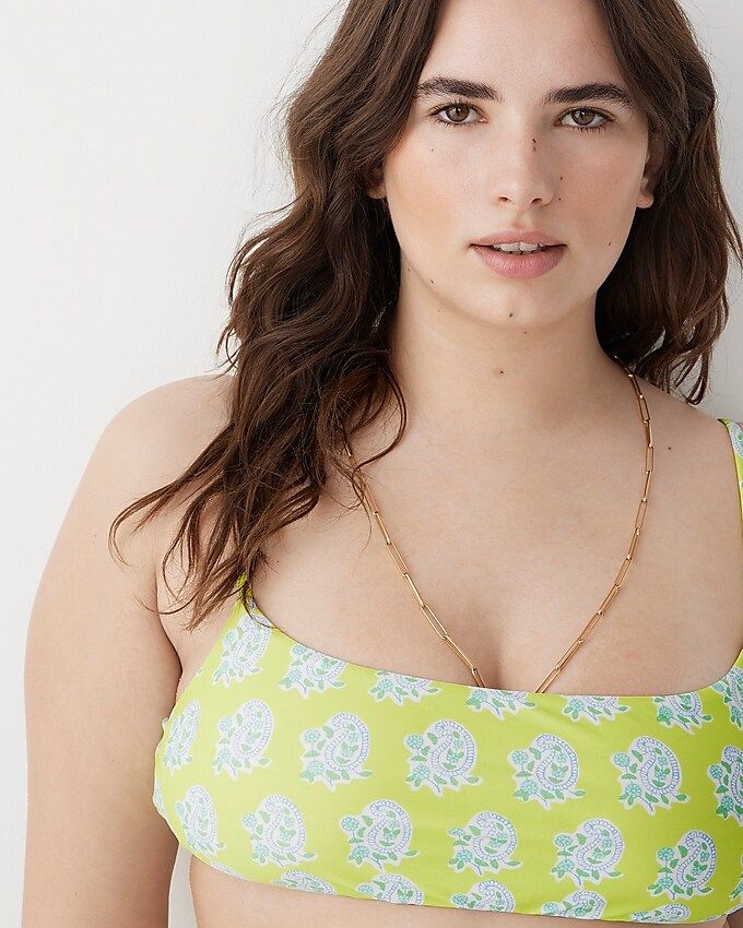 SZ Blockprints™ X J.Crew squareneck bikini top in green paisley | J.Crew US