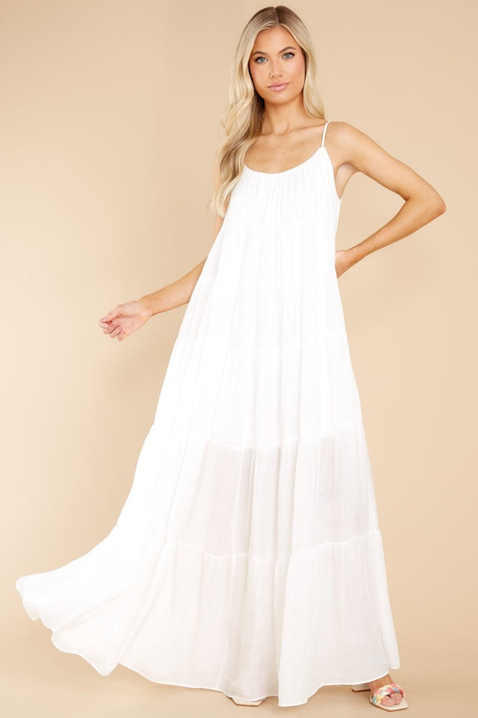 Waiting By The Wayside White Maxi Dress | Red Dress 