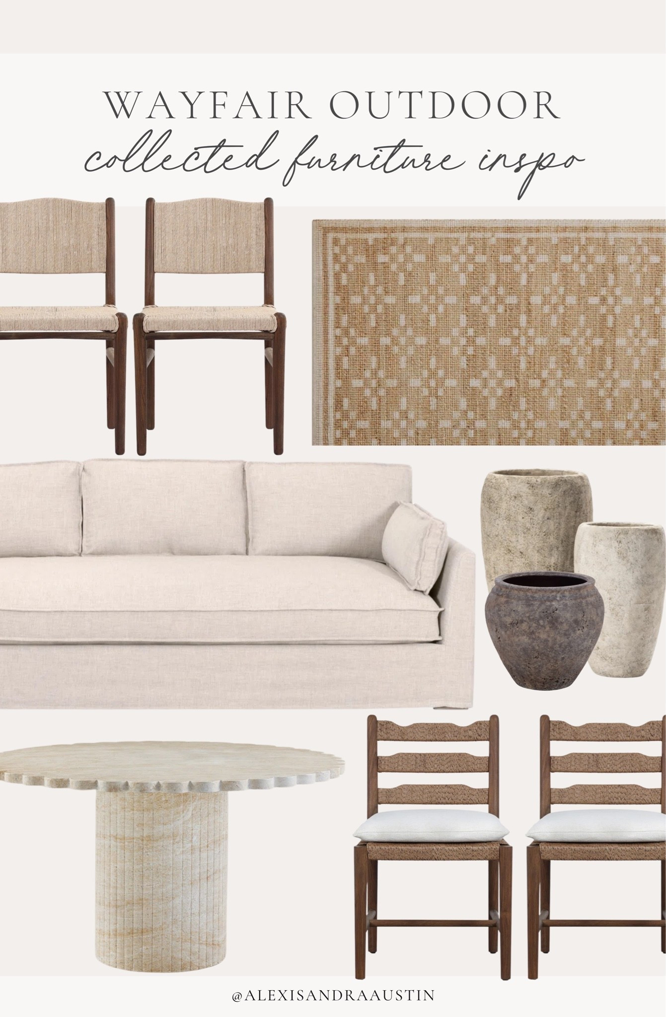 Refreshing your outdoor space this season has never been easier with all of my @wayfair favorites! From collected style furniture to neutral accent pieces, find the perfect piece to complement your space all patio season long.

#Ad #wishyouwerehere #outdoor #Wayfair #Wayfairpartner 

Home finds, neutral home inspo, furniture favorites, outdoor style, patio furniture, outdoor accent chair, outdoor slipcover sofa, neutral area rug, outdoor planter, collected style, summer style, Wayfair furniture, shop the look!

#LTKSeasonal #LTKHome #LTKSaleAlert