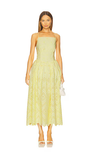 Cotton Broderie Midi Dress in Yellow | Revolve Clothing (Global)