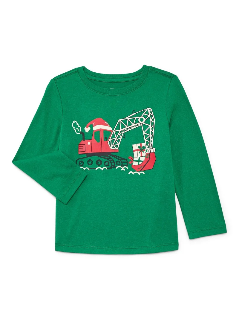 Holiday Time Toddler Boys or Girls Christmas Tee with Long Sleeves, Sizes 12M-5T | Walmart (US)