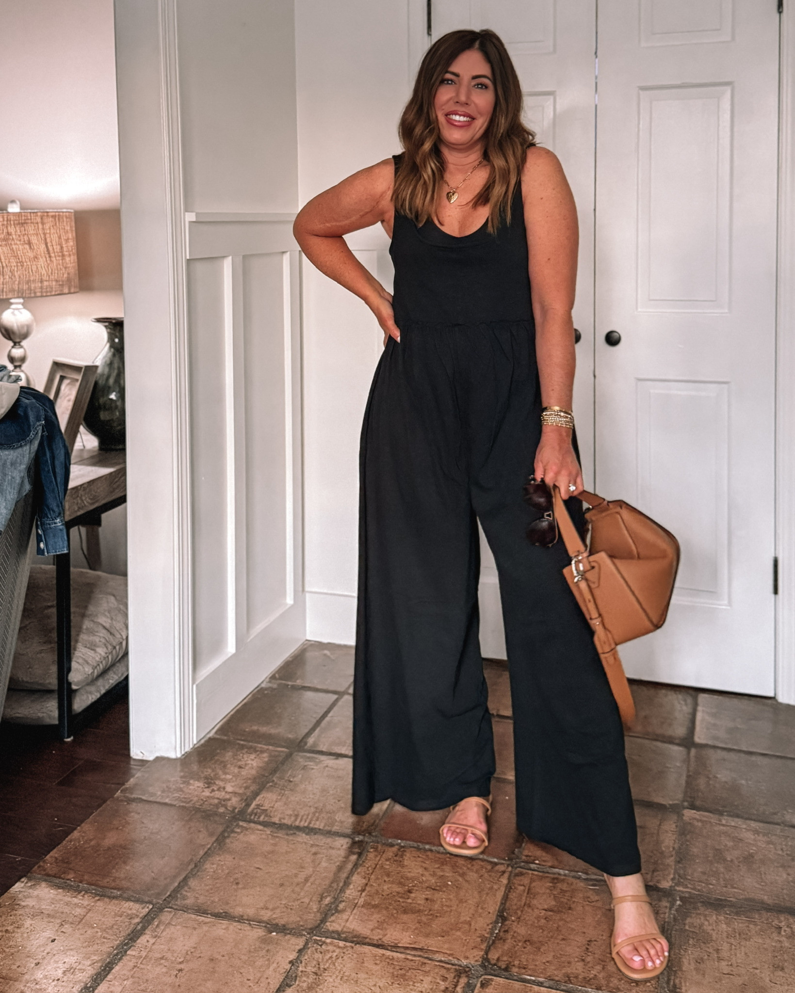 🚨50% off/$29.97 @American Eagle Outfitters sunchaser scoop neck jumpsuit - so comfy and flattering! 

Over 40 style, date night outfits

#LTKSaleAlert #LTKOver40 #LTKMidsize